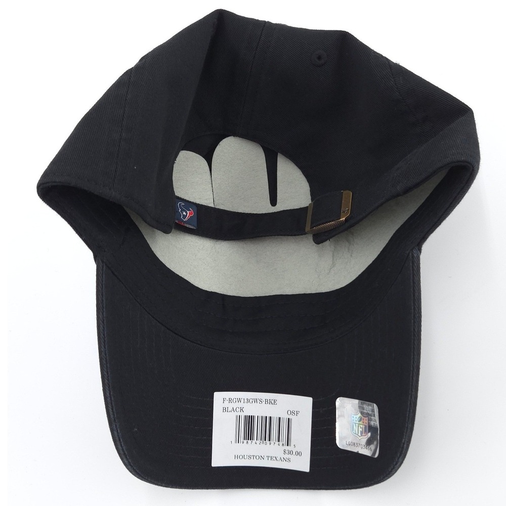 47 Brand Houston Texans Hat Mens Black Clean Up Adjustable Strap Cap OSFA NWT - Picture 5 of 8